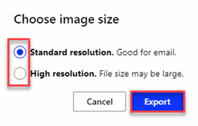 Choose image size for image export