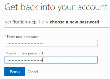 Type and confirm a new password
