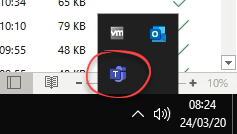 Teams icon in system tray