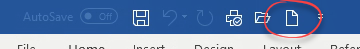New document button in quick access toolbar