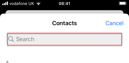 Search for a contact to add a number to