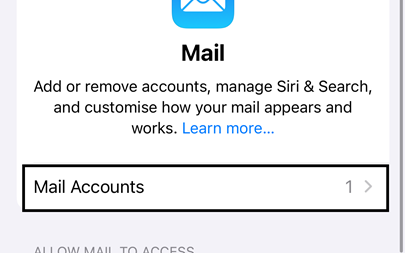 Mail Accounts option