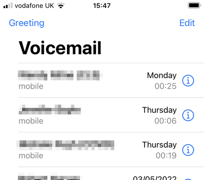 List of voicemails