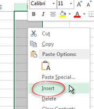 Right click insert columns