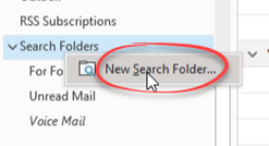 Right click menu, new search folder