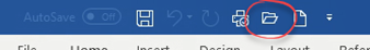 Open icon in the quick access toolbar