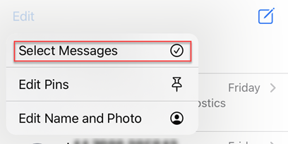 Select messages option in edit menu