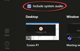 Include system audio option selected