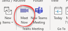 Meet Now button in Outlook ribbon
