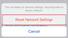 reset network settings option
