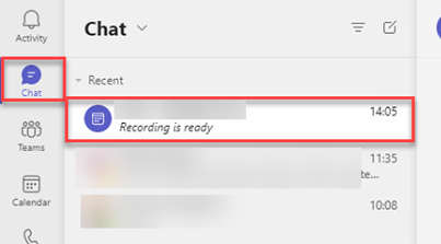 Recording is ready notification in "teams chat"