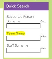 Team Name Quick Search