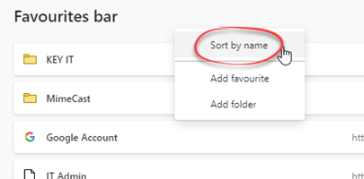 Sort by name option highlighted