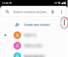 Scroll bar in contacts list