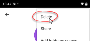 delete contact option