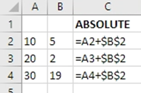 Absolute cell reference examples