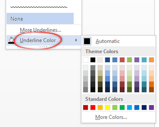 Underline colour options