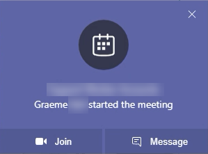 Notification that meeting has started