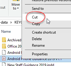 Right click, cut selected