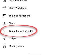 Turn off incoming video in Teams App during a meeting