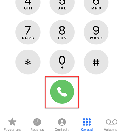 Call button on the iPhone keypad