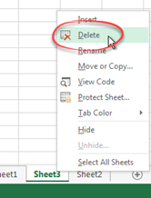 Right click, delete worksheet