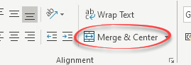 Merge and Centre button
