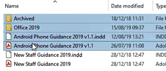 Consecutive files selected