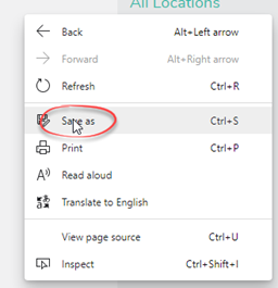 right click save as option selected