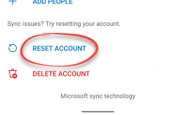 reset account option in outlook