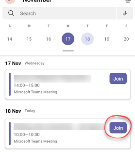 Join meeting button in Teams App Calendar