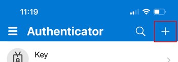 Add account button in authenticator