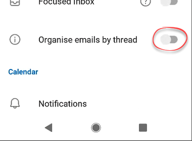 organise emails by thread option