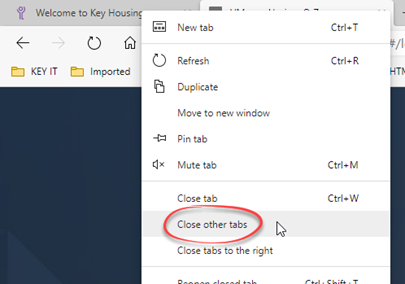 right click, close other tabs option selected