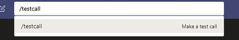 Test call in command bar in Teams