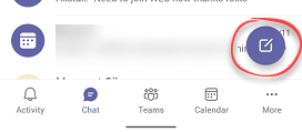 New chat button in Teams App