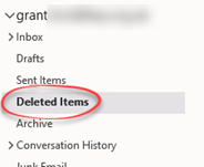 Deleted items folder in Outlook
