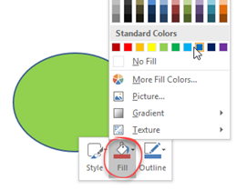 Right click on shape and select fill to display a menu