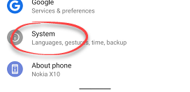 system option in settings app