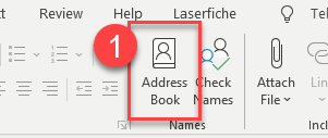 Address book button in toolbar