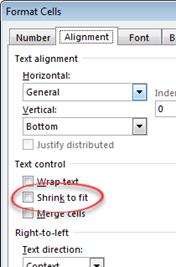 Shrink to fit option in the format cells dialogue box
