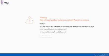 Warning from sophos re link in email