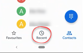 Recent call list icon in phone app