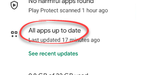 All apps are up-to-date notification in Play store