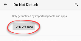 Turn off do not disturb button in Android