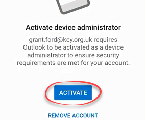 Active device administrator button highlighted