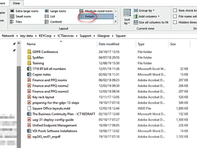Files displayed in detail view in file explorer