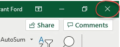 Close Excel icon